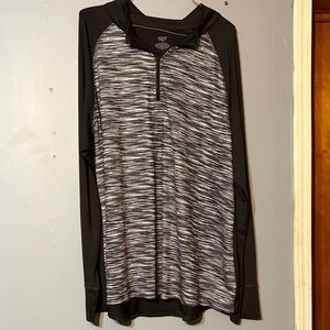 Zone Pro Black and White Striped Quarter-Zip Top